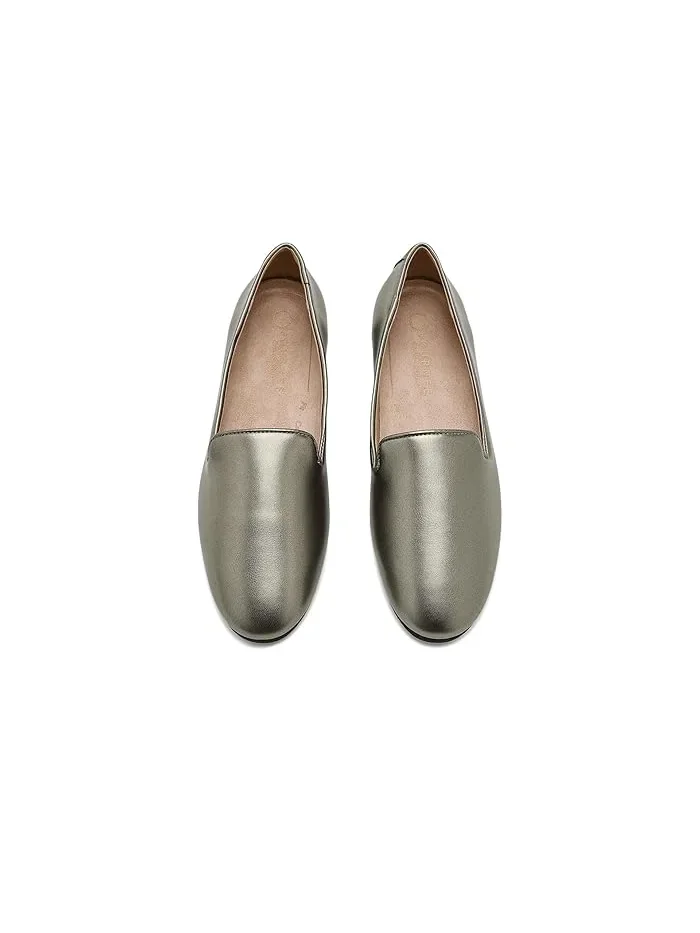 Балетки на плоской подошве с мыском almond toe Ishani Journee Collection — изображение 2 из 4, серебристый