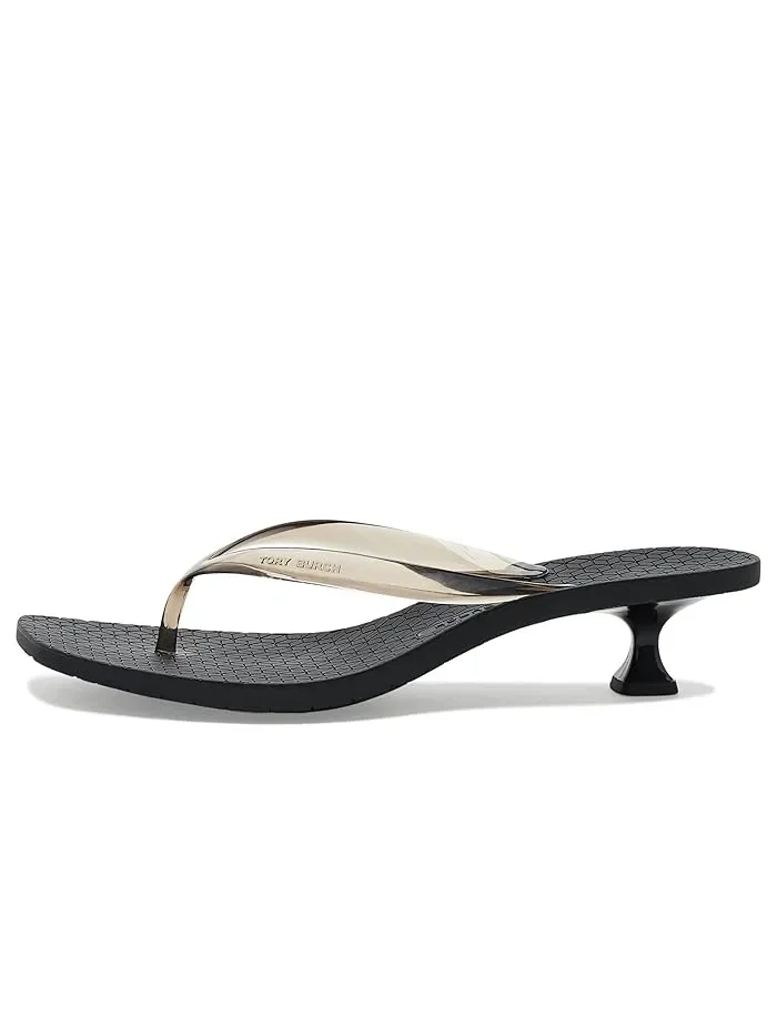 Шлепанцы на каблуке Jelly Heels Flip-Flops 40mm Tory Burch — изображение 4 из 4, кремовый/черный/кремовый