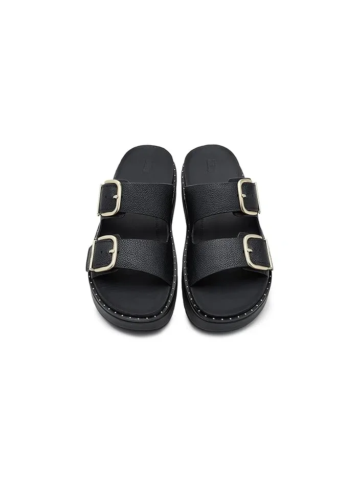 Шлепанцы FitFlop Gen FF Max Buckle Tumbled Leather — изображение 2 из 4, черный