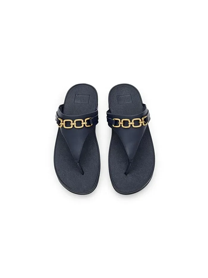 Шлепанцы Lulu Square-Chain Leather Toe-Post FitFlop — изображение 2 из 4, темно-синий