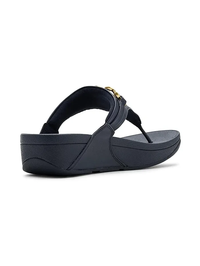 Шлепанцы Lulu Square-Chain Leather Toe-Post FitFlop — изображение 3 из 4, темно-синий