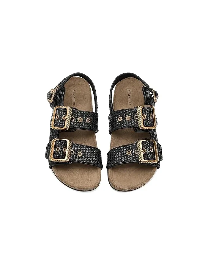 Сандалии плетеные Staffa Raffia AllSaints — изображение 2 из 4, черный/черный