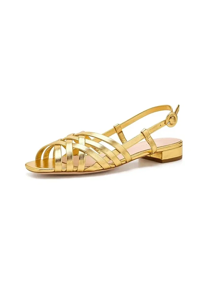 Сандалии с оберткой золотые Loeffler Randall, Vintage Zebra — золотистый