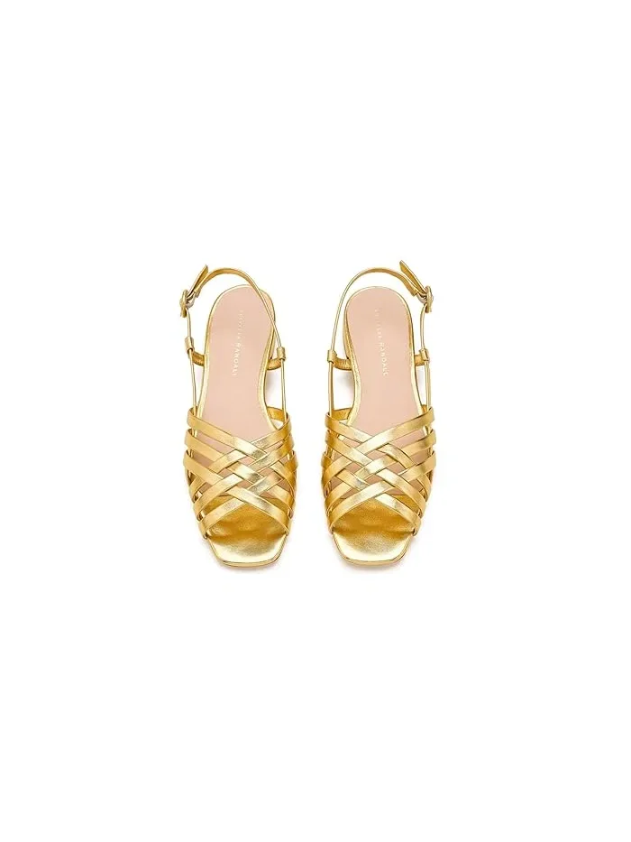 Сандалии с оберткой золотые Loeffler Randall, Vintage Zebra — изображение 2 из 4, золото