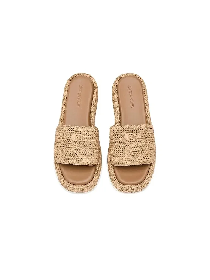 Сандалии платформа Sculpted C Raffia Flatform COACH — изображение 2 из 4, прозрачный