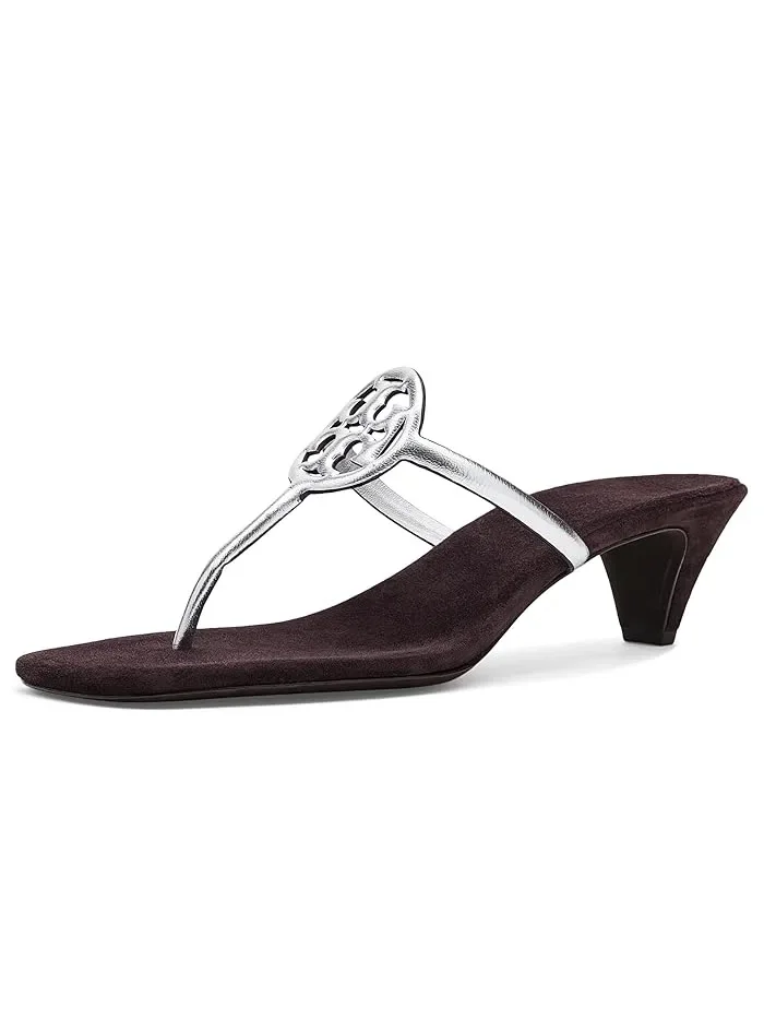 Туфли-сандалии на каблуке Miller Capri Tory Burch — изображение 1 из 4, серебристый