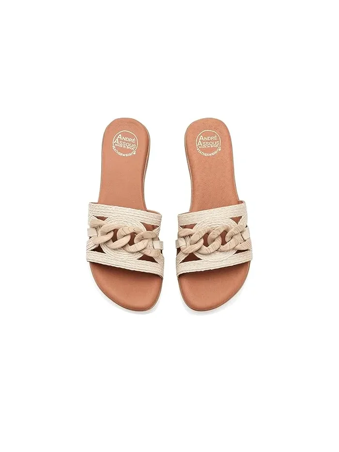 Сандалии с цепочкой Neela Andre Assous, Vanilla Raffia — изображение 2 из 4, ванильный