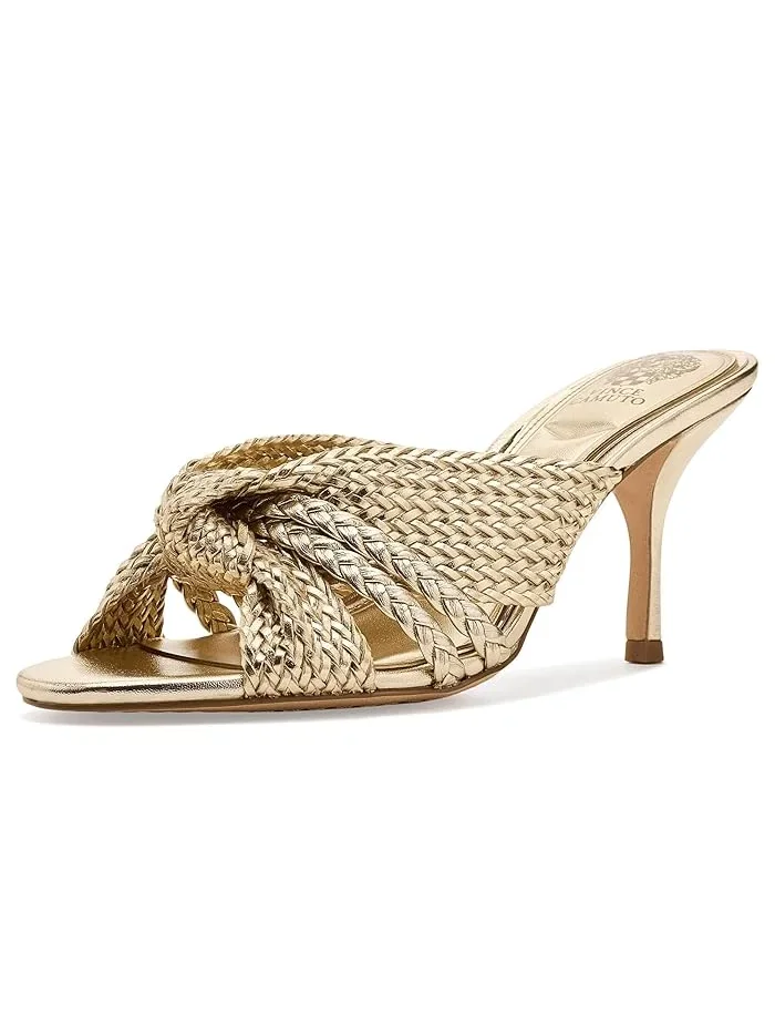 Босоножки-мюли на каблуке с узлом Pheya Vince Camuto — изображение 1 из 4, золотистый