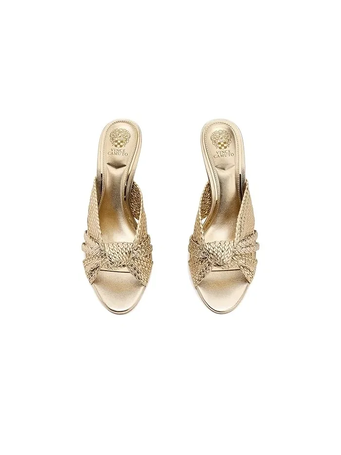 Босоножки-мюли на каблуке с узлом Pheya Vince Camuto — изображение 2 из 4, золотистый
