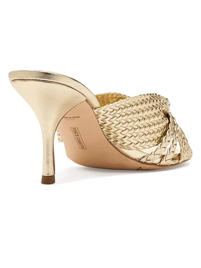 Босоножки-мюли на каблуке с узлом Pheya Vince Camuto — изображение 3 из 4, золотистый