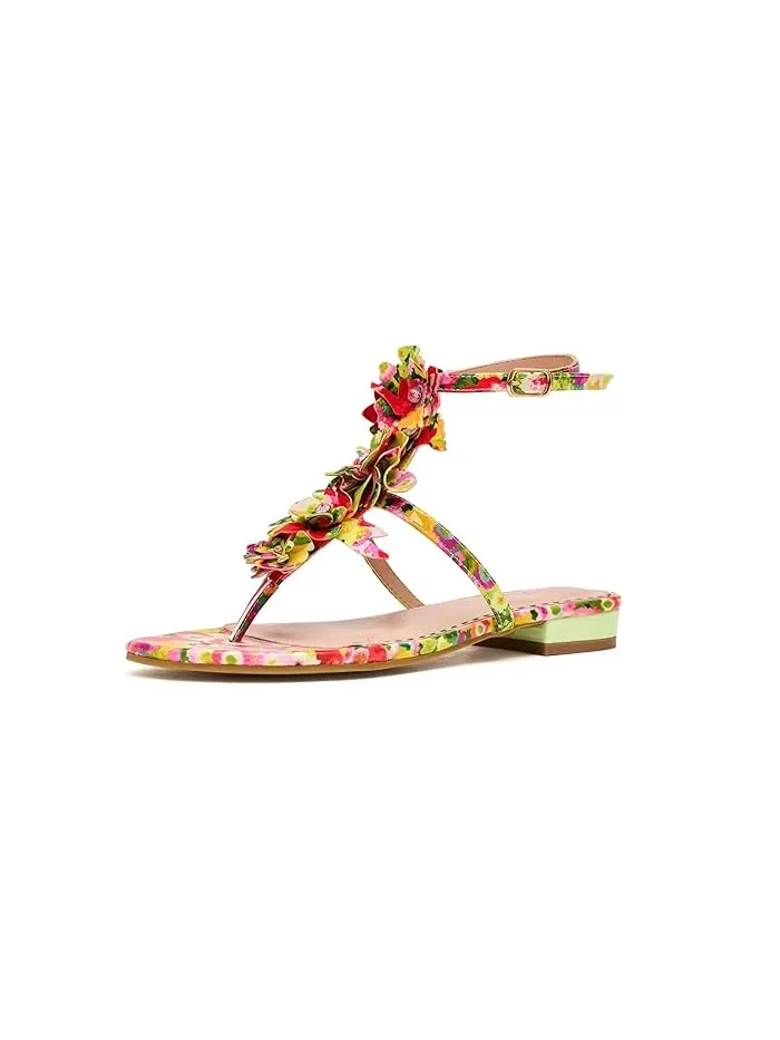 Сандалии с цветочным аппликациями Kenedy Blue by Betsey Johnson — изображение 1 из 4, зеленый мульти
