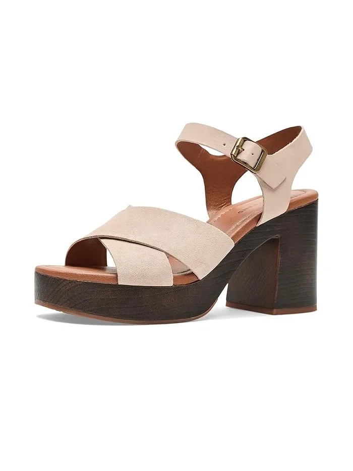 Сандалии на каблуке с перекрестными ремешками Carsen Cross Strap Lucky Brand, Cannellini
