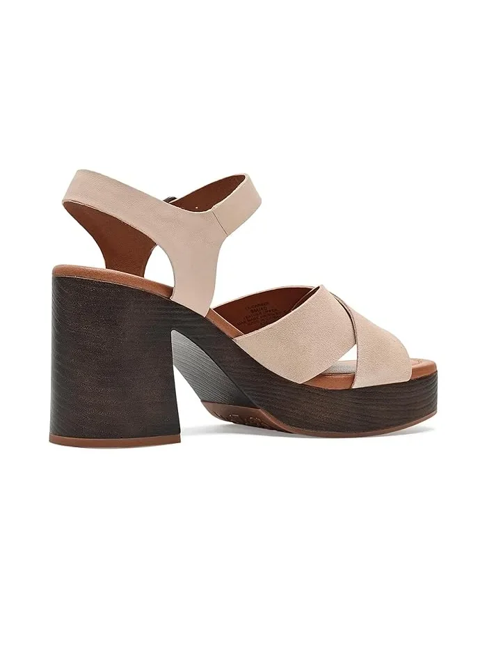 Сандалии на каблуке с перекрестными ремешками Carsen Cross Strap Lucky Brand, Cannellini — изображение 3 из 4, бежевый