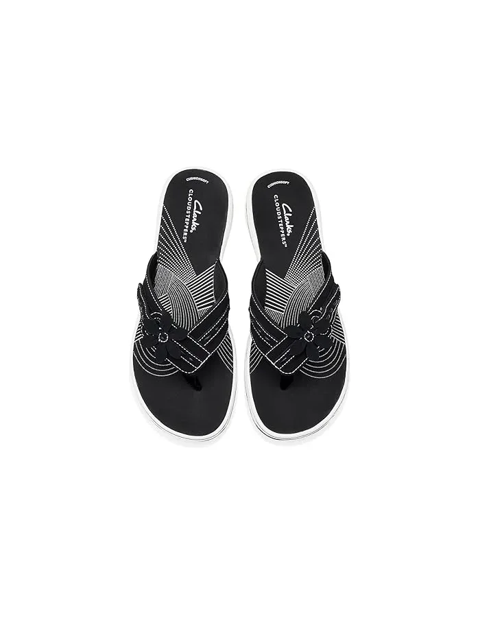 Сандалии с цветочным декором Breeze Opal Clarks — изображение 2 из 4, черный