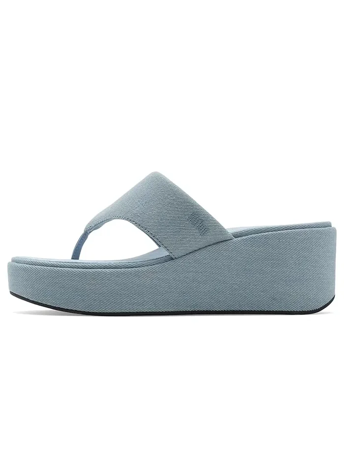 Босоножки с каблуком Platfforms Denim Wedge FitFlop — изображение 4 из 4, светлый джинсовый синий