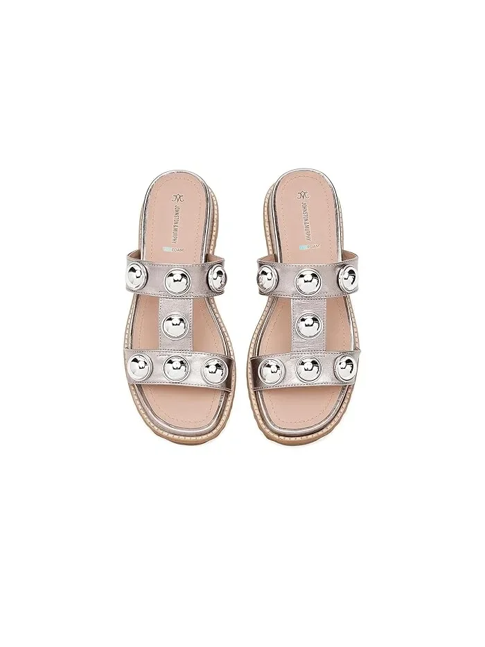 Сандалии с декором Chandler Johnston & Murphy, Pewter Metallic Sheepskin — изображение 2 из 4, серебристый