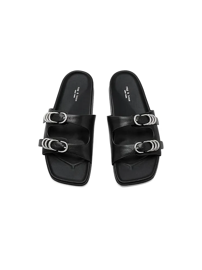 Сандалии кожаные Rue Slides rag & bone — изображение 2 из 4, черный