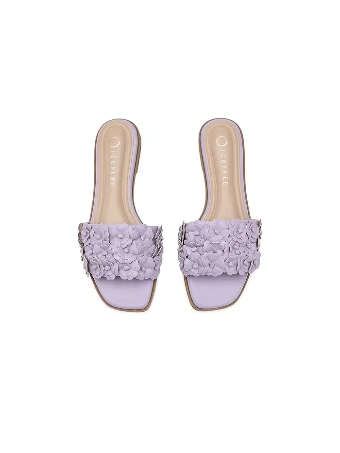 Сандалии с цветами Azalea Journee Collection — изображение 2 из 4, фиолетовый