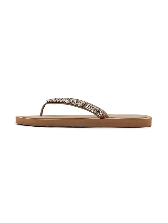 Сандалии с цепочкой Kira Tory Burch — изображение 4 из 4, бежевый