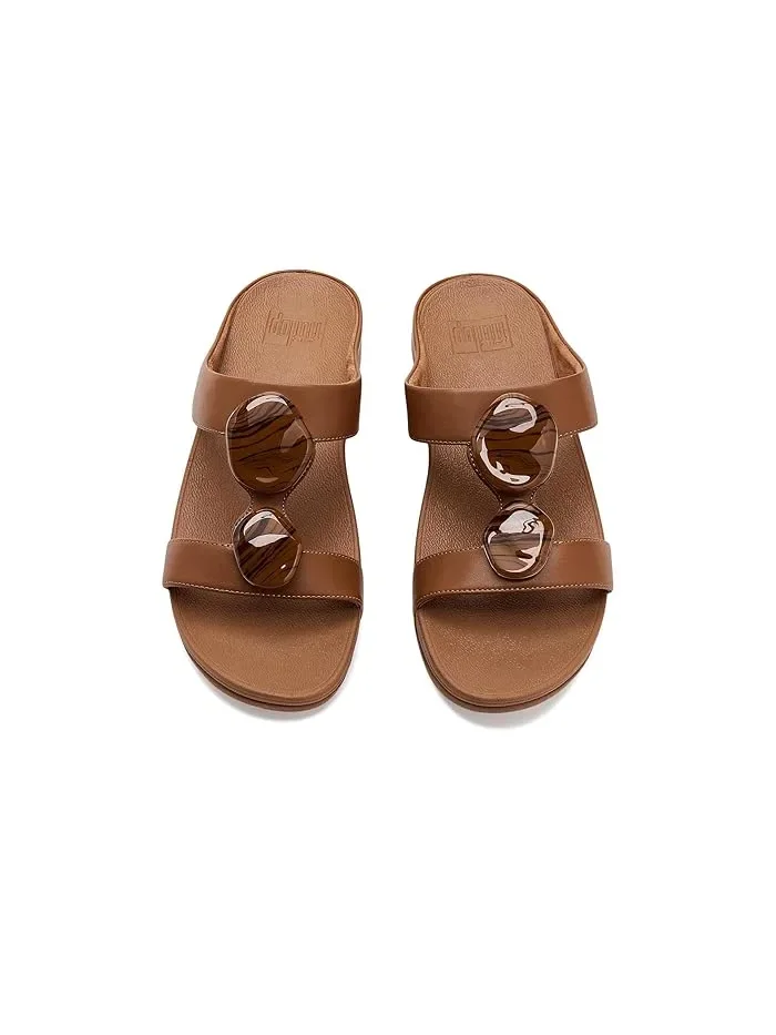 Сандалии с мраморными вставками Fino Marbled-Stone H-bar FitFlop — изображение 2 из 4, глубокий бежевый