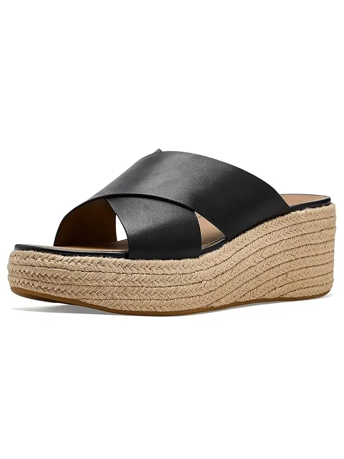 Сандалии-Шлепанцы Leather Wedge Cross Slides FitFlop — изображение 1 из 4, черный