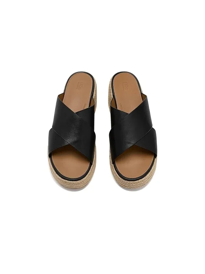 Сандалии-Шлепанцы Leather Wedge Cross Slides FitFlop — изображение 2 из 4, черный