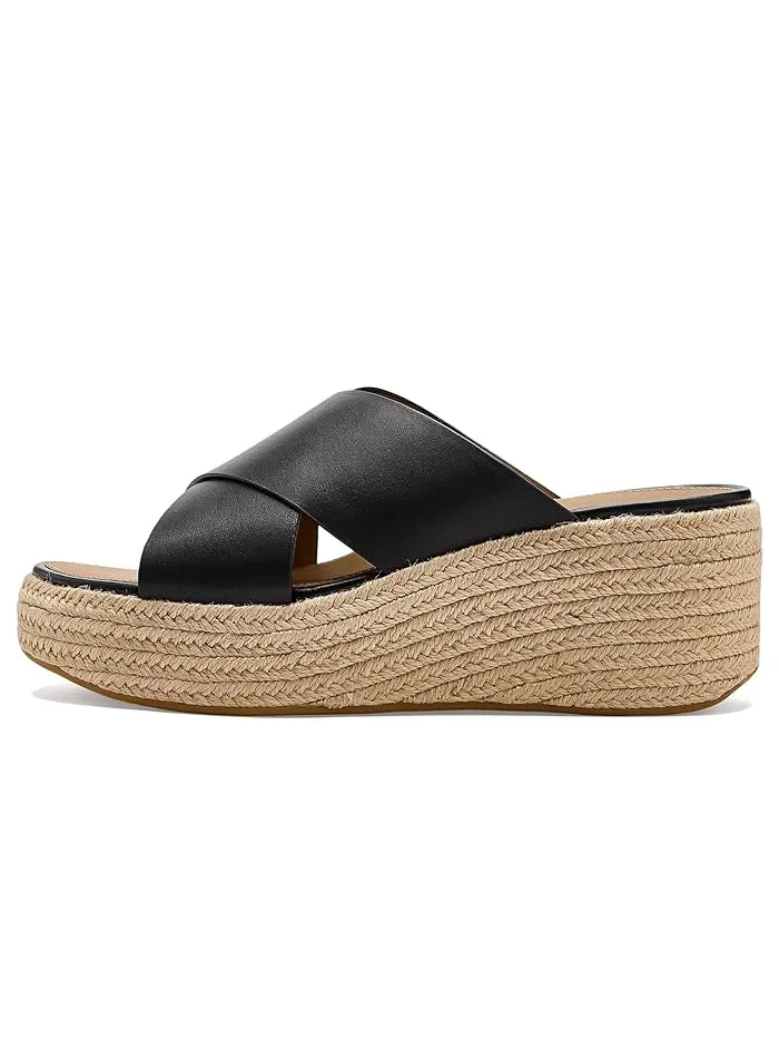 Сандалии-Шлепанцы Leather Wedge Cross Slides FitFlop — изображение 4 из 4, черный