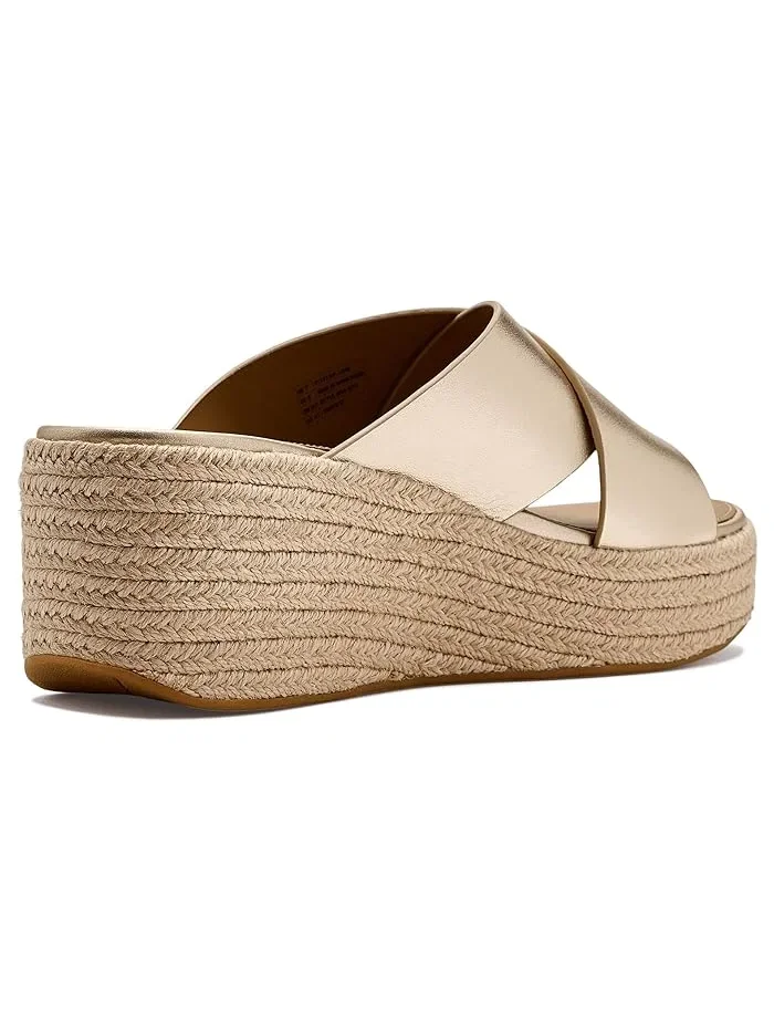 Сандалии кожаные на танкетке Platfforms Espadrille FitFlop — изображение 3 из 4, платиновый