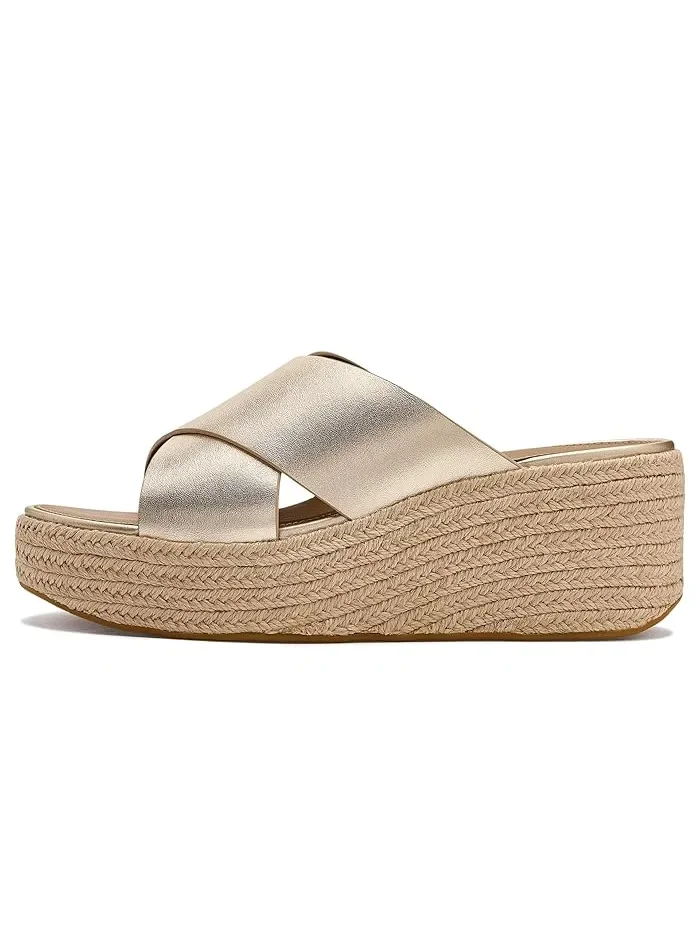 Сандалии кожаные на танкетке Platfforms Espadrille FitFlop — изображение 4 из 4, платиновый