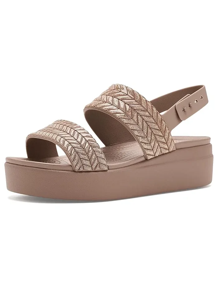 Сандалии платформа Brooklyn Low Wedges Crocs — изображение 1 из 4, бежевый