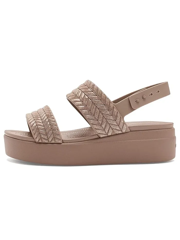 Сандалии платформа Brooklyn Low Wedges Crocs — изображение 4 из 4, бежевый