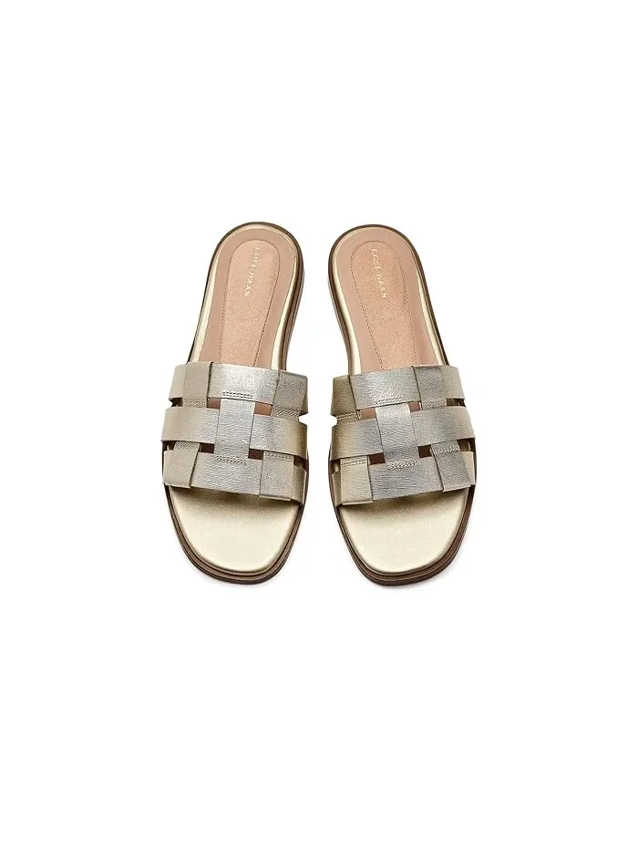 Сандалии кожаные Ensley Slide Cole Haan — изображение 2 из 4, золотистый