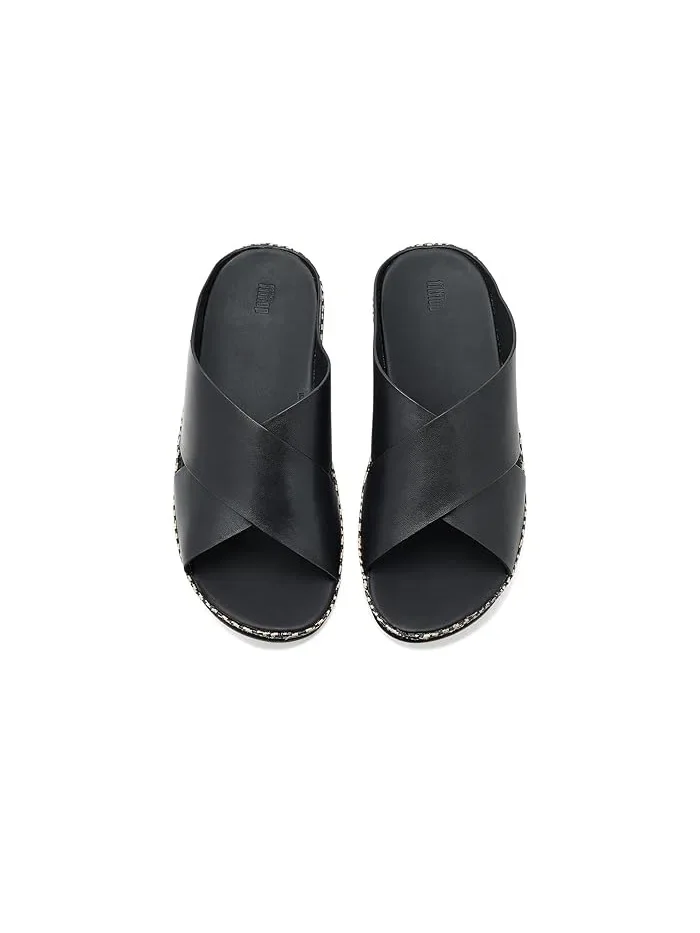 Сандалии Lulu Lux Graphic-weave Leather Cross Slides FitFlop — изображение 2 из 4, черный