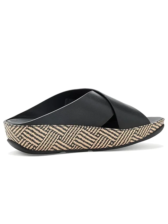 Сандалии Lulu Lux Graphic-weave Leather Cross Slides FitFlop — изображение 3 из 4, черный