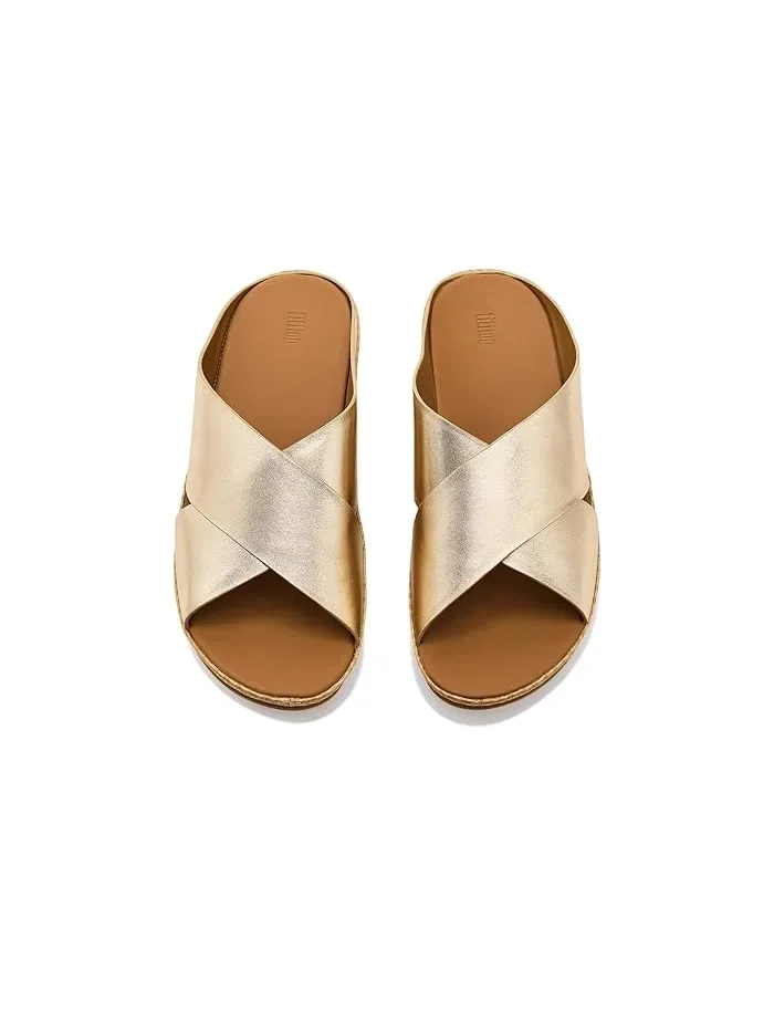 Сандалии Lulu Lux Graphic-weave Leather Cross Slides FitFlop — изображение 2 из 4, платиновый