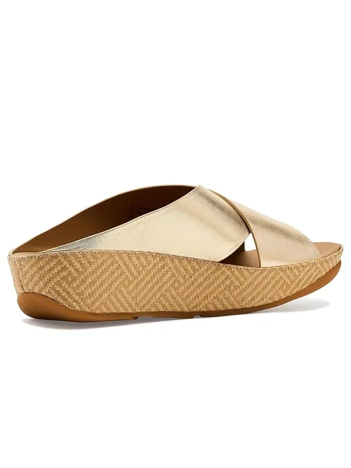 Сандалии Lulu Lux Graphic-weave Leather Cross Slides FitFlop — изображение 3 из 4, платиновый
