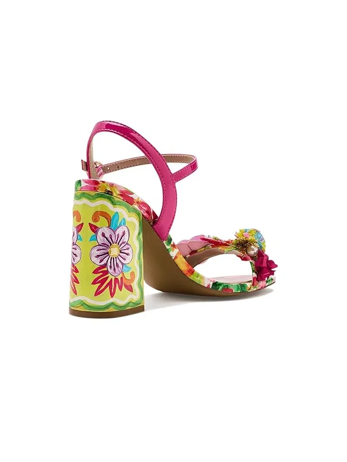 Босоножки на каблуке с цветочным декором Masen Blue by Betsey Johnson — изображение 3 из 4, яркий мульти