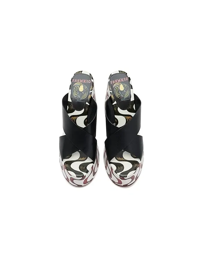 Босоножки на каблуке Copacabana Wedge Sandals FARM Rio — изображение 2 из 4, черный