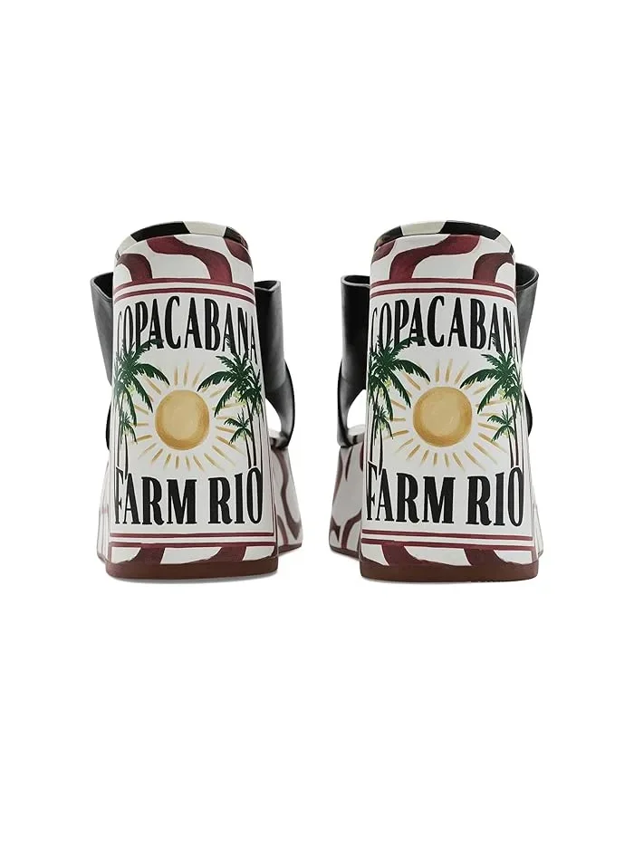 Босоножки на каблуке Copacabana Wedge Sandals FARM Rio — изображение 4 из 4, черный