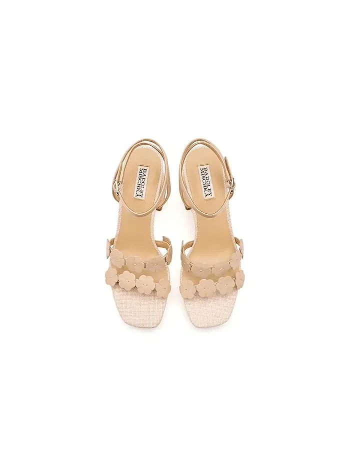 Босоножки на каблуке с цветком Waverly Badgley Mischka — изображение 2 из 4, нюдовый