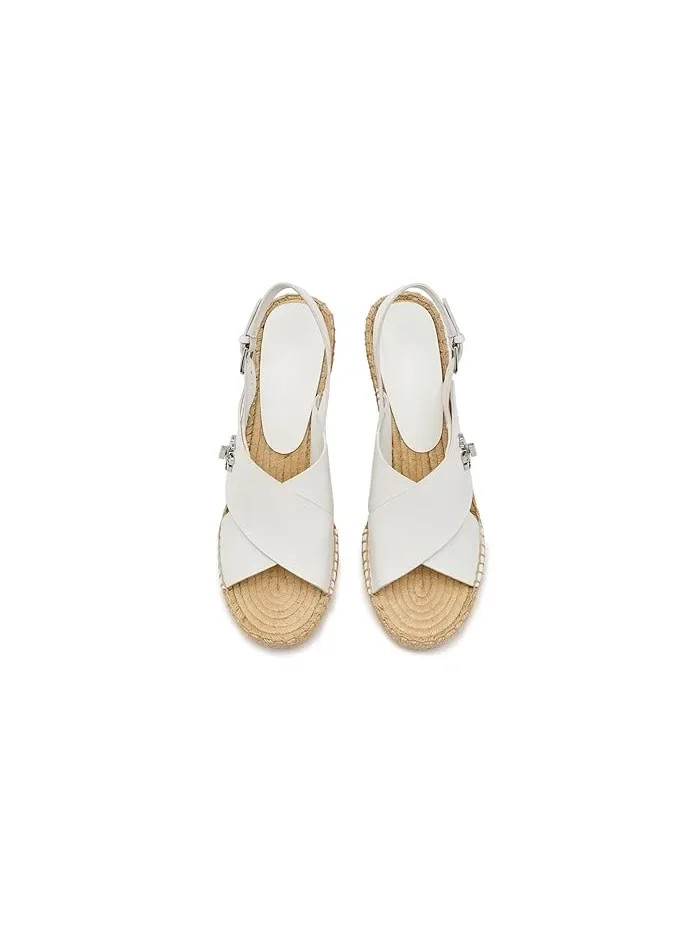 Туфли-эспадрильи на каблуке 85mm Turnlock Wedge Espadrille Tory Burch, Bianco Laredo — 2