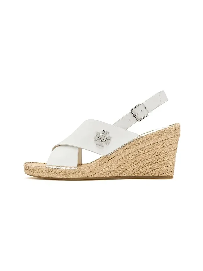 Туфли-эспадрильи на каблуке 85mm Turnlock Wedge Espadrille Tory Burch, Bianco Laredo — 4