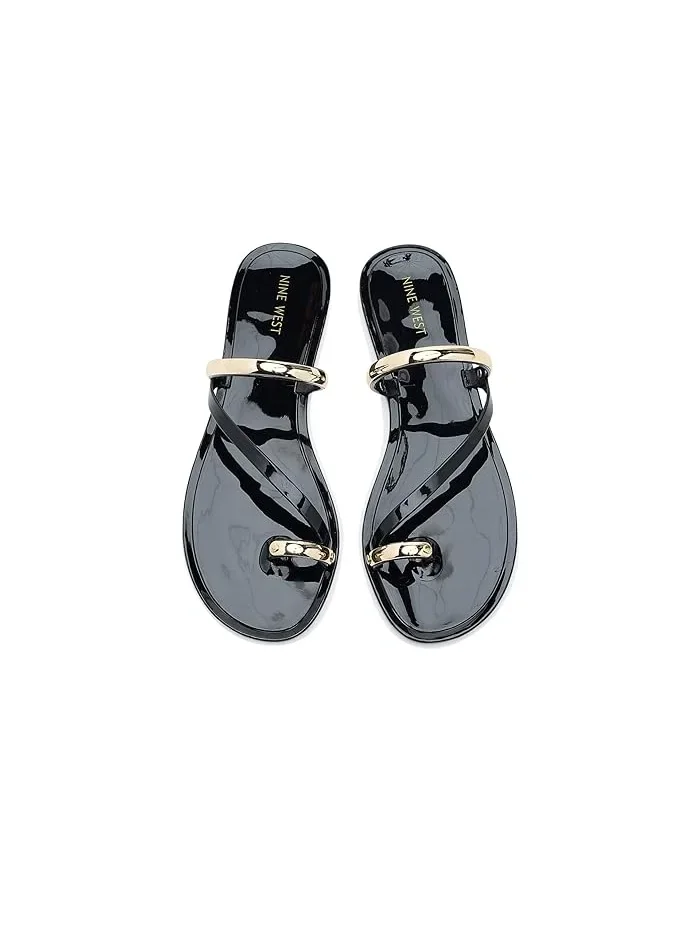 Босоножки с открытым носком Seashell Nine West — изображение 2 из 4, черный/золотистый