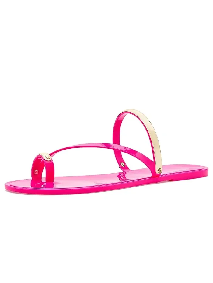 Босоножки с асимметричными ремешками Seashell Nine West — изображение 1 из 4, розовый/золотистый