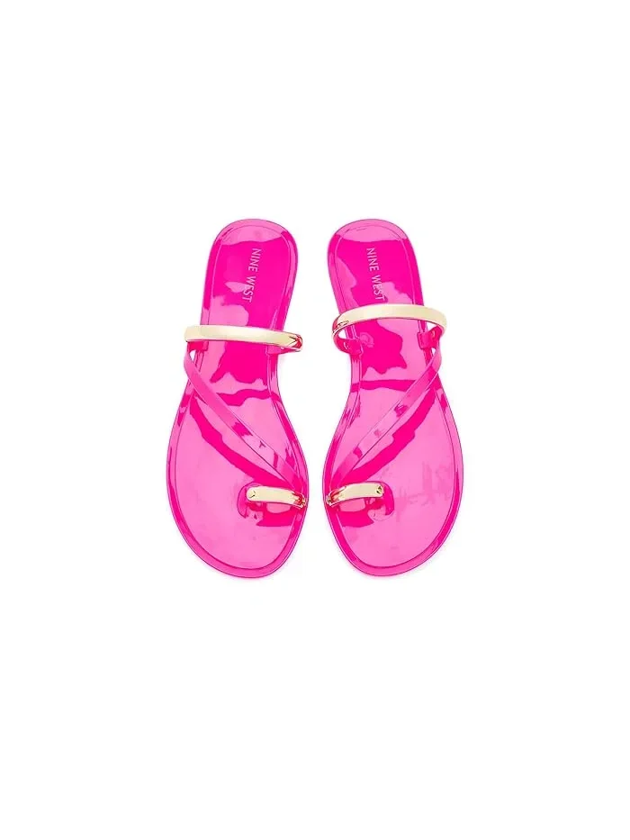 Босоножки с асимметричными ремешками Seashell Nine West — изображение 2 из 4, розовый/золотистый