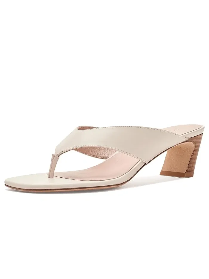 Босоножки с каблуком Stassi Thong 50 Stuart Weitzman, Linen/New Camel — изображение 1 из 4, верблюжий
