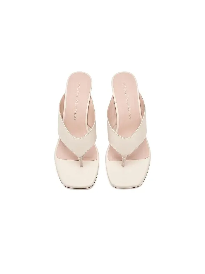 Босоножки с каблуком Stassi Thong 50 Stuart Weitzman, Linen/New Camel — изображение 2 из 4, верблюжий