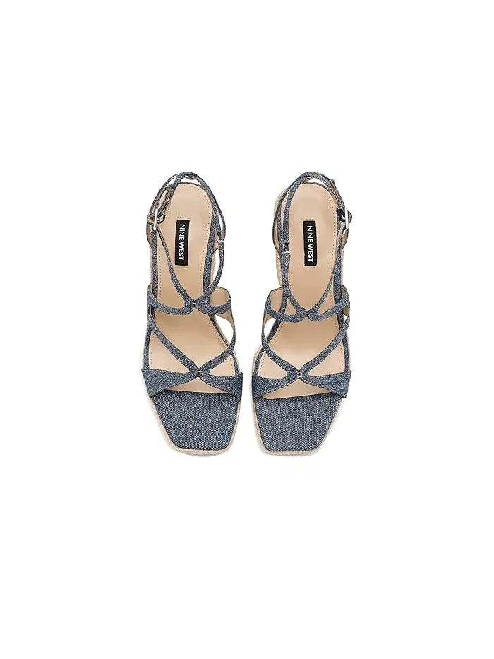 Босоножки на каблуке Adriane Nine West — изображение 2 из 4, синий джинсовый синий
