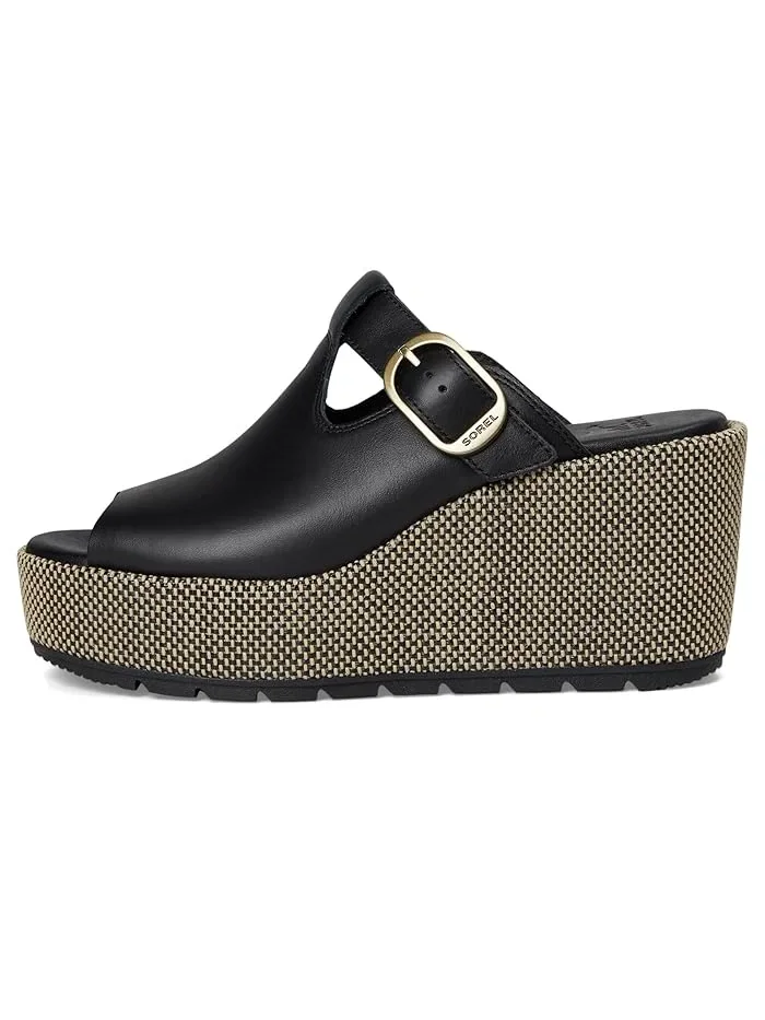 Босоножки на танкетке Sunpeak Wedge Slide SOREL — изображение 4 из 4, черный/натуральный