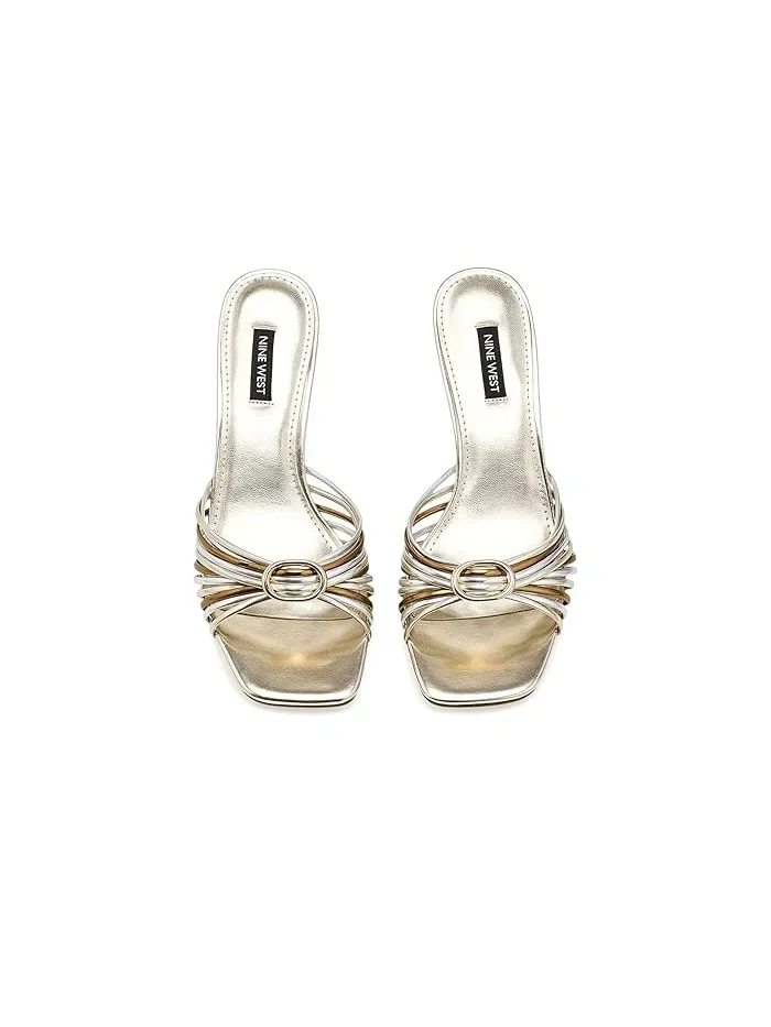 Босоножки на каблуке Dumel Nine West — изображение 2 из 4, золотистый/серебристый